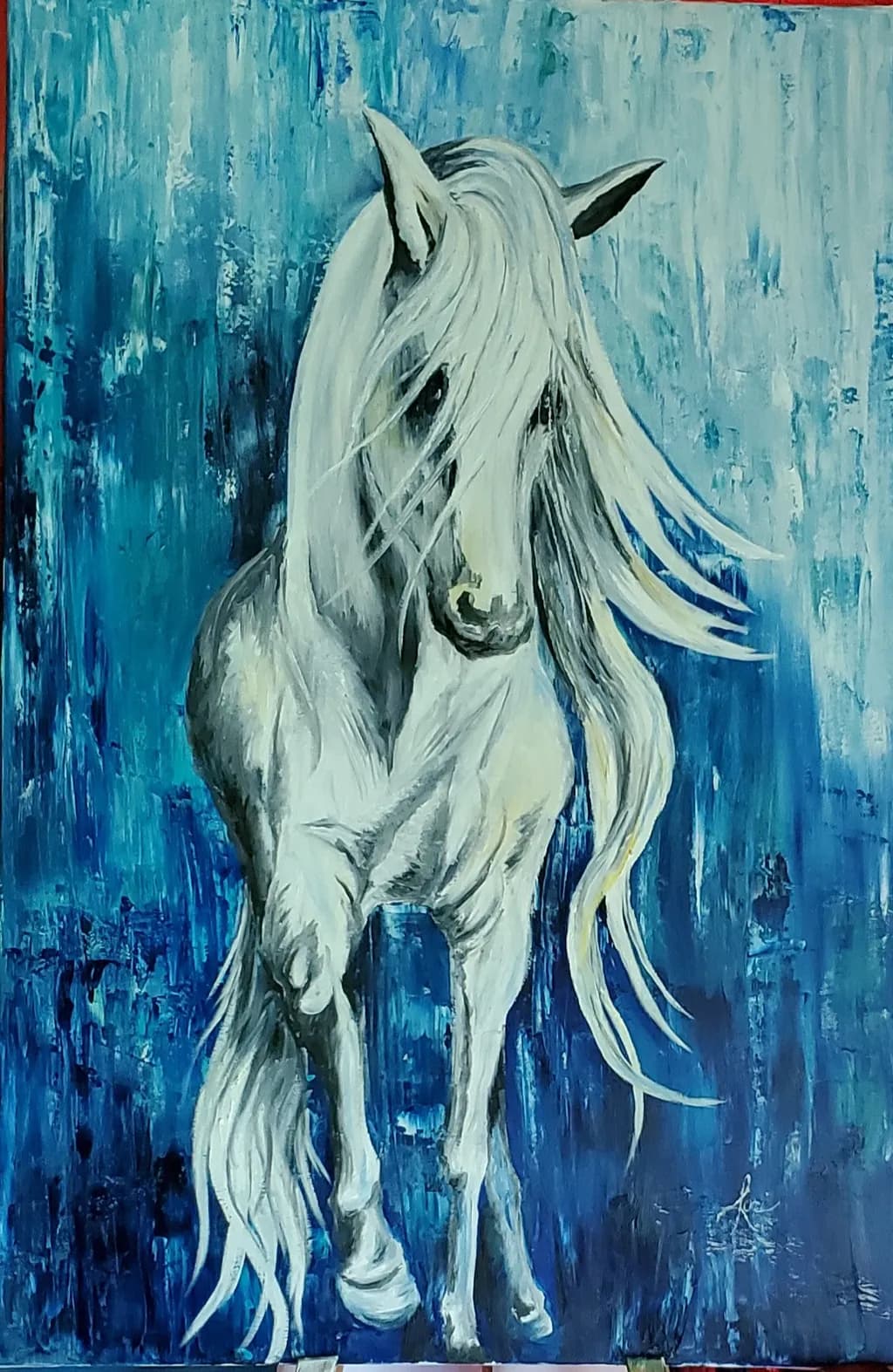 White Horse in Blue