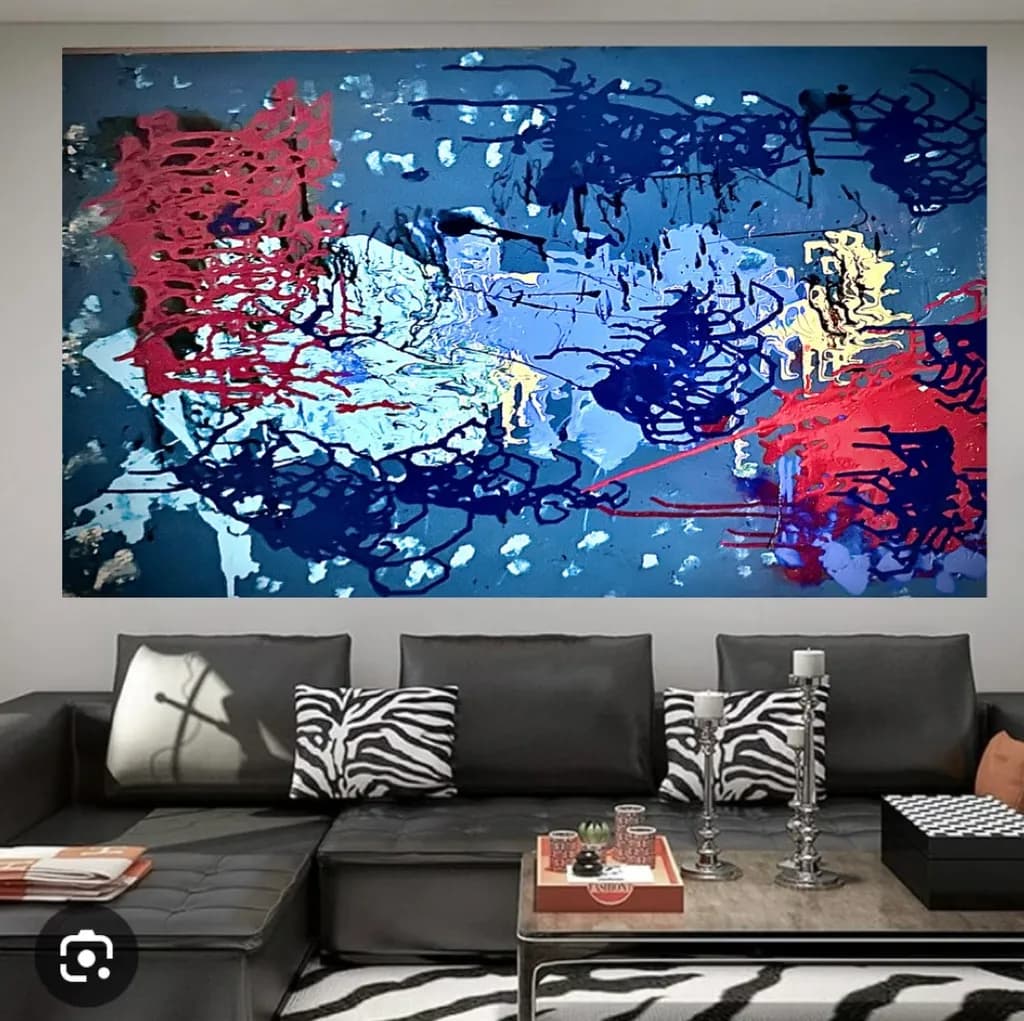 Abstract Blue Red Canvas