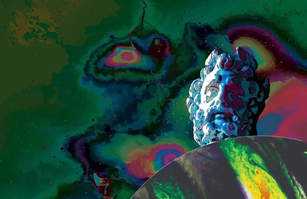 Ceramic Bust with Abstract Background