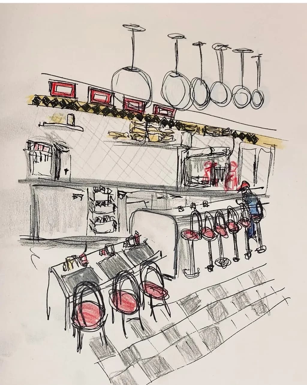 Diner Counter Sketch