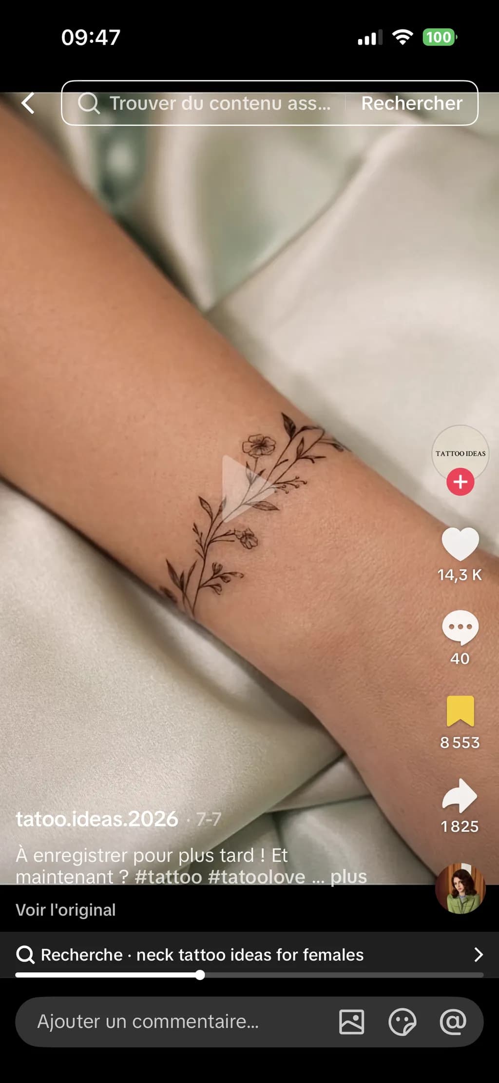 Delicate Floral Vine Tattoo
