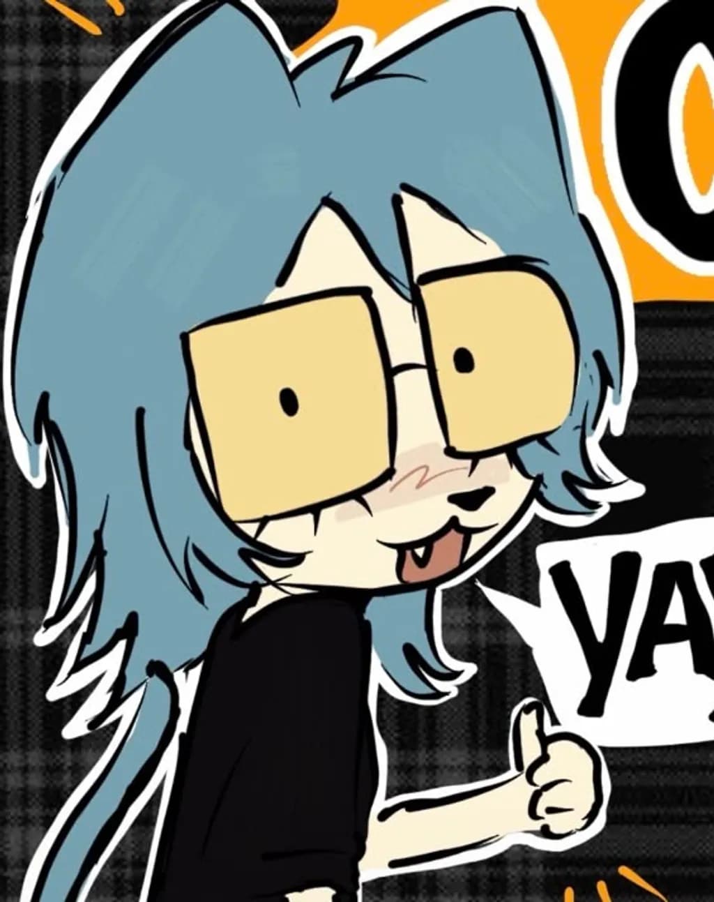 Blue-Haired Cat Character
