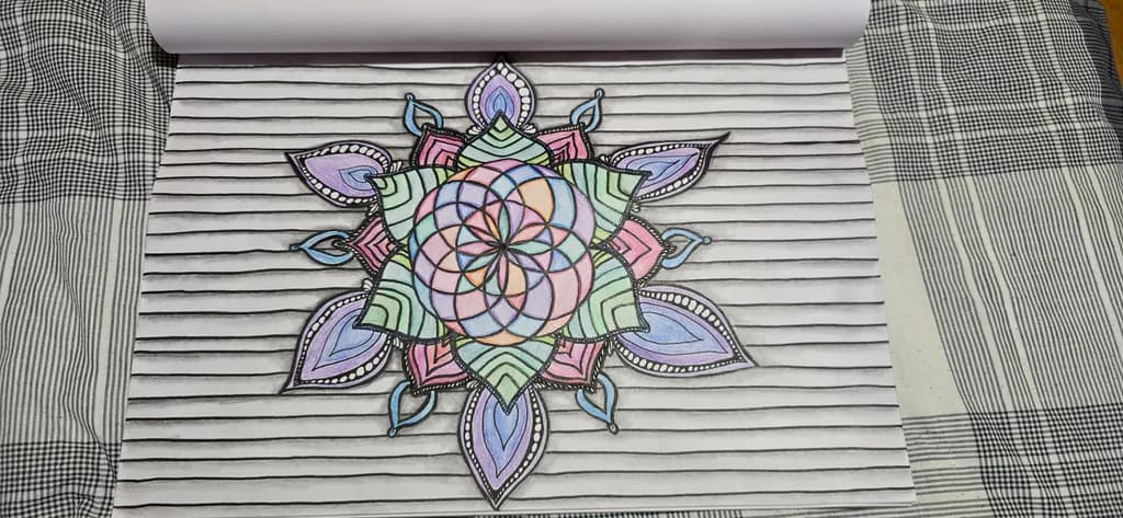 Mandala Pattern on Striped Background