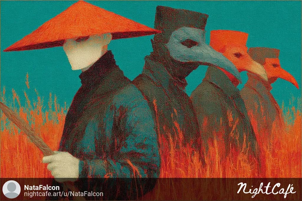 Masked Figures in Field
