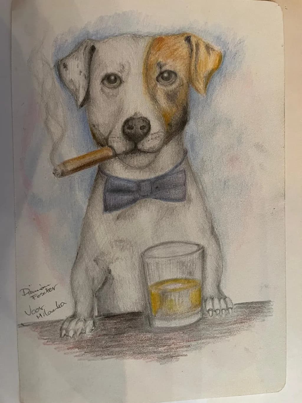 Dog with Cigar and Whiskey