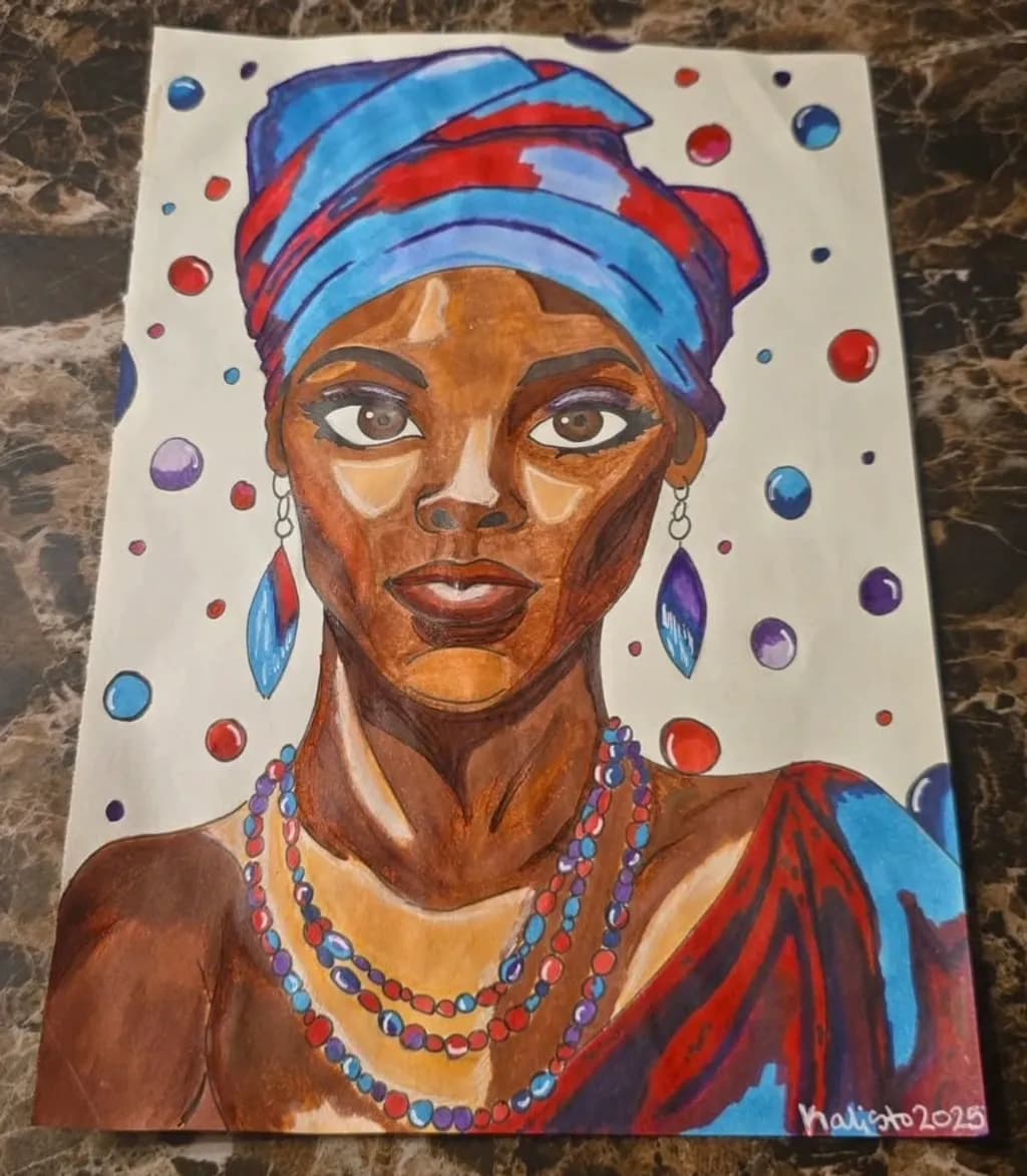Portrait with Beads and Headwrap