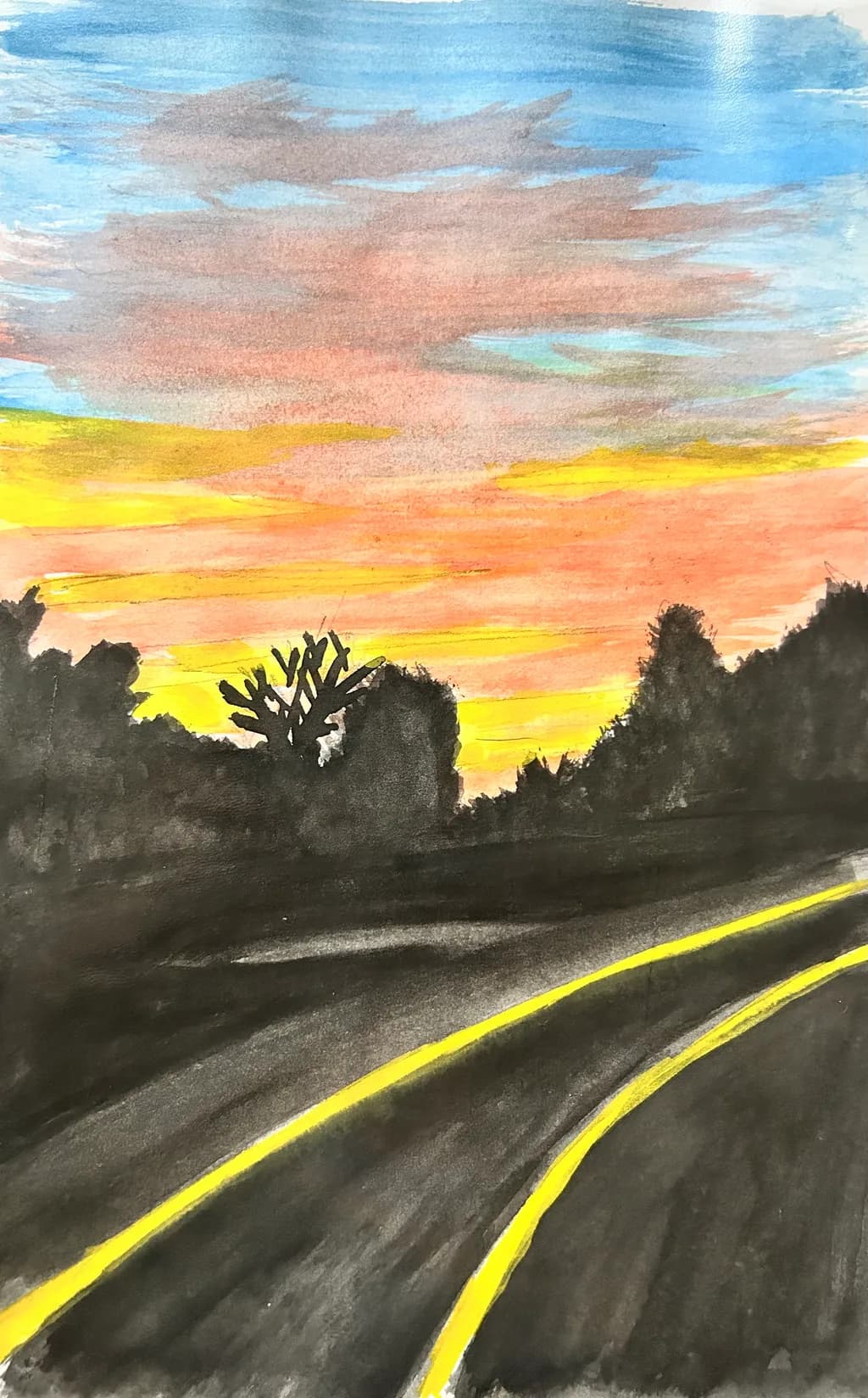 Sunset Road Silhouette