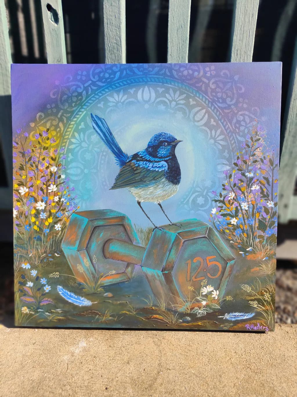 Blue Wren with Dumbbell