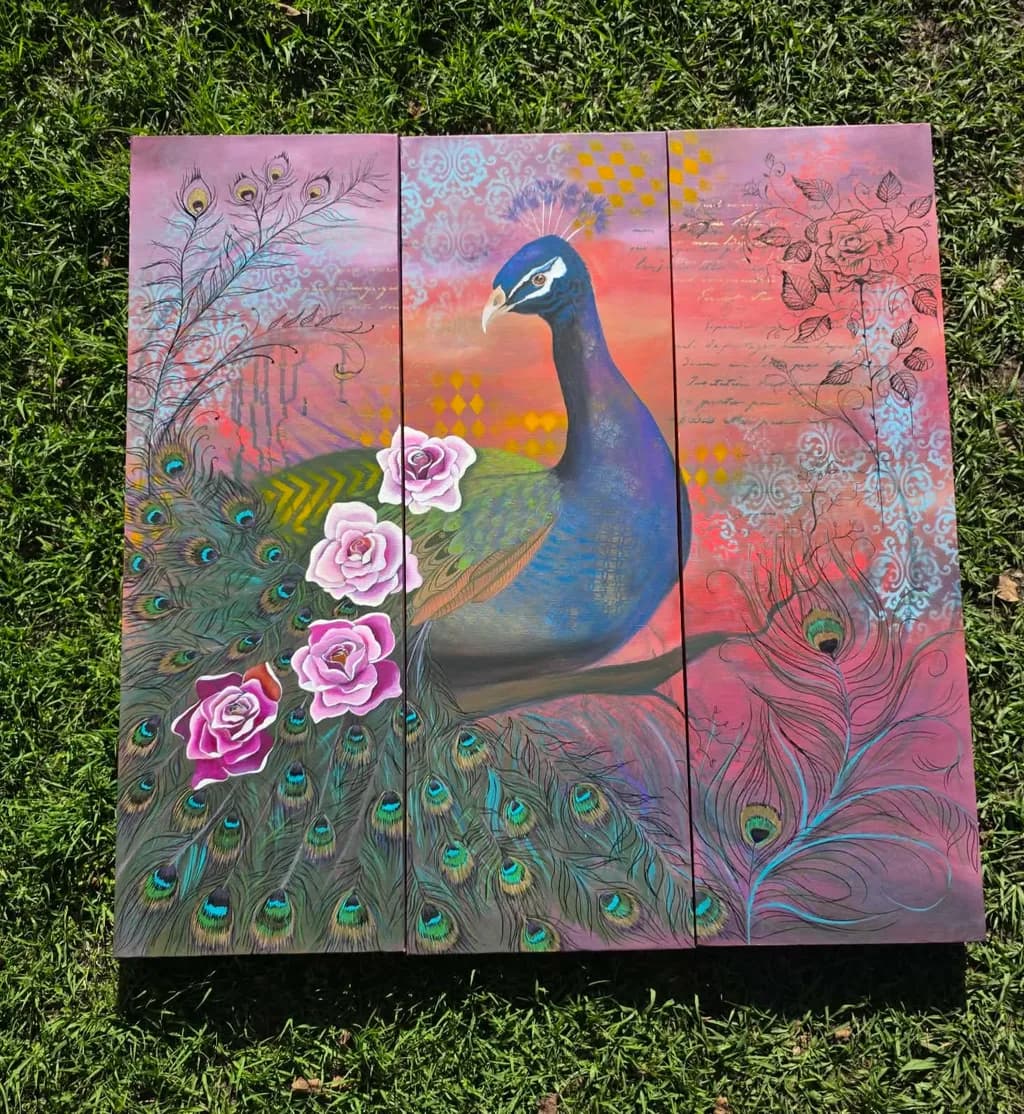 Peacock and Roses