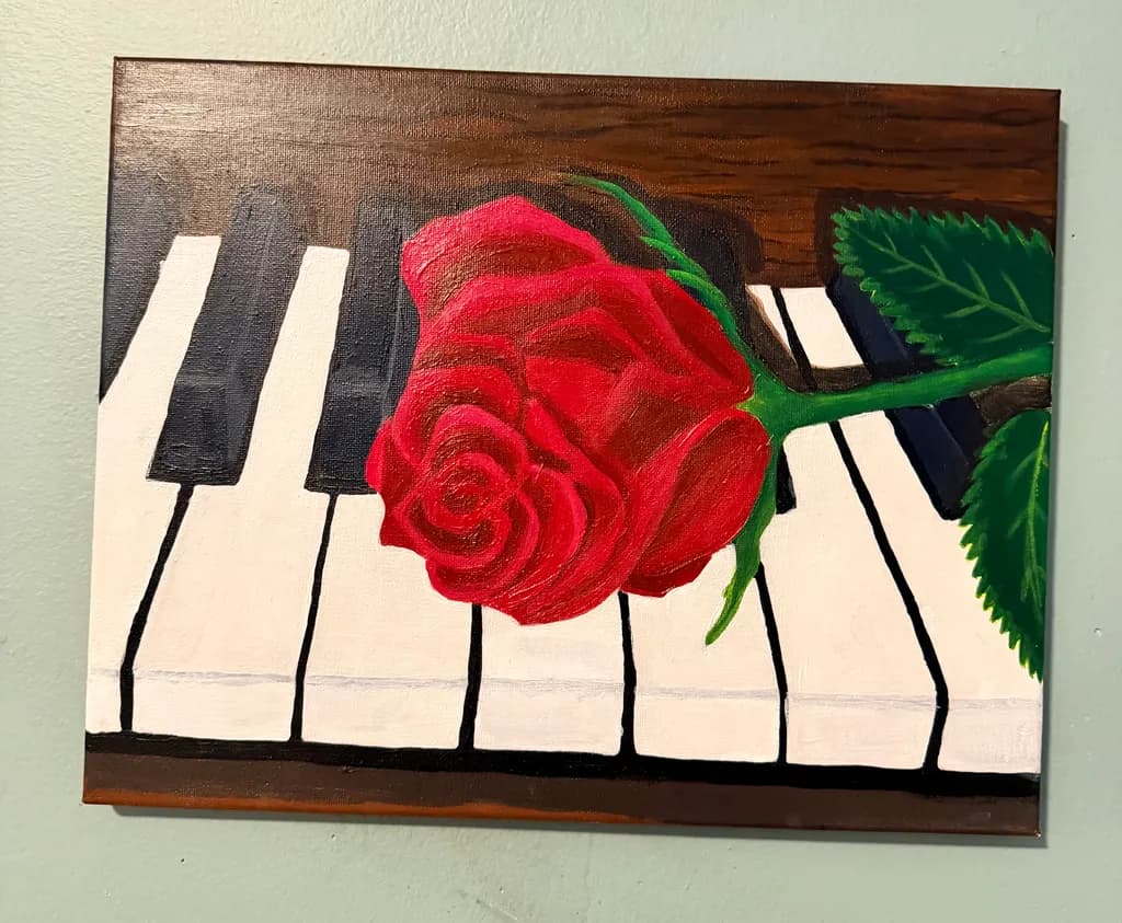 Rose on Piano Keys
