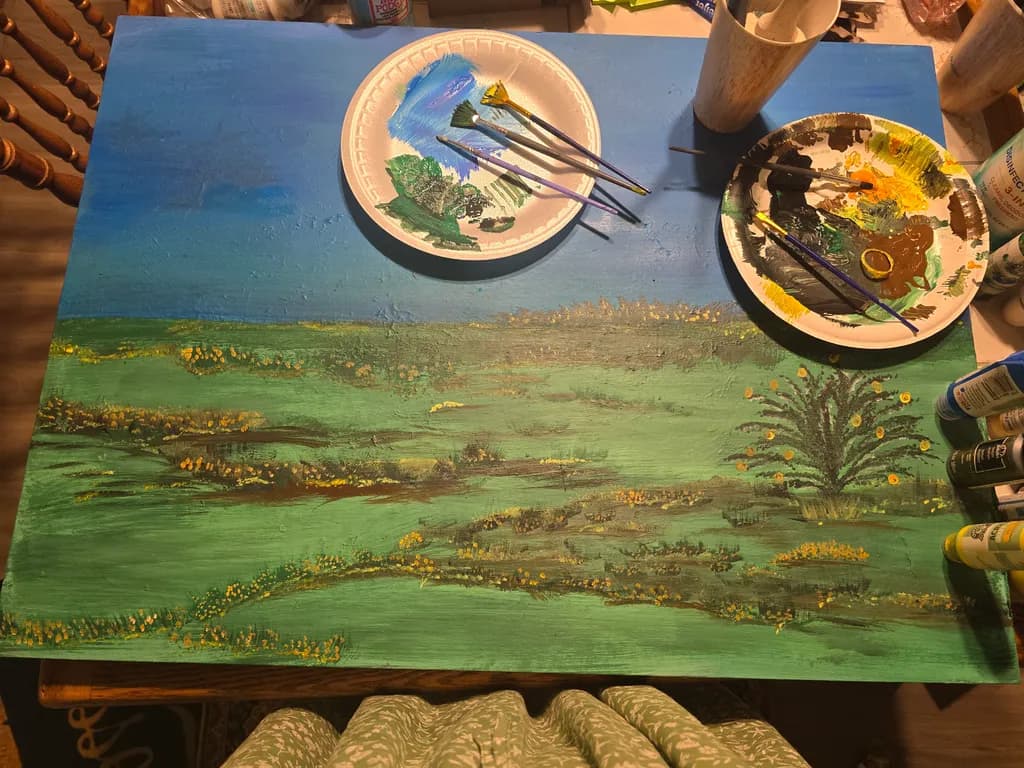 Green Field with Sky
