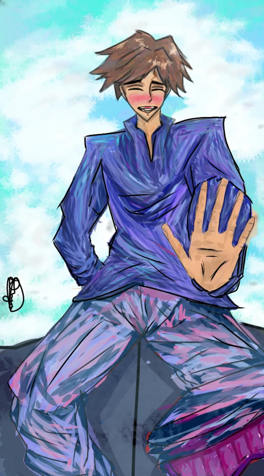 Blue Jacket Gesture