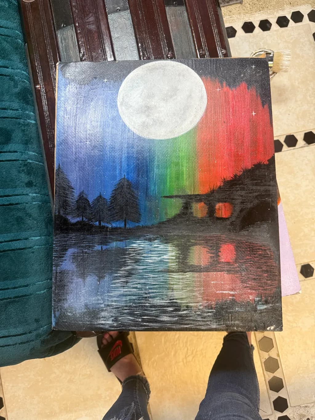 No filename subject nouns are present to include in the title, so the title based on the image is: 

Moonlit Lake Reflection