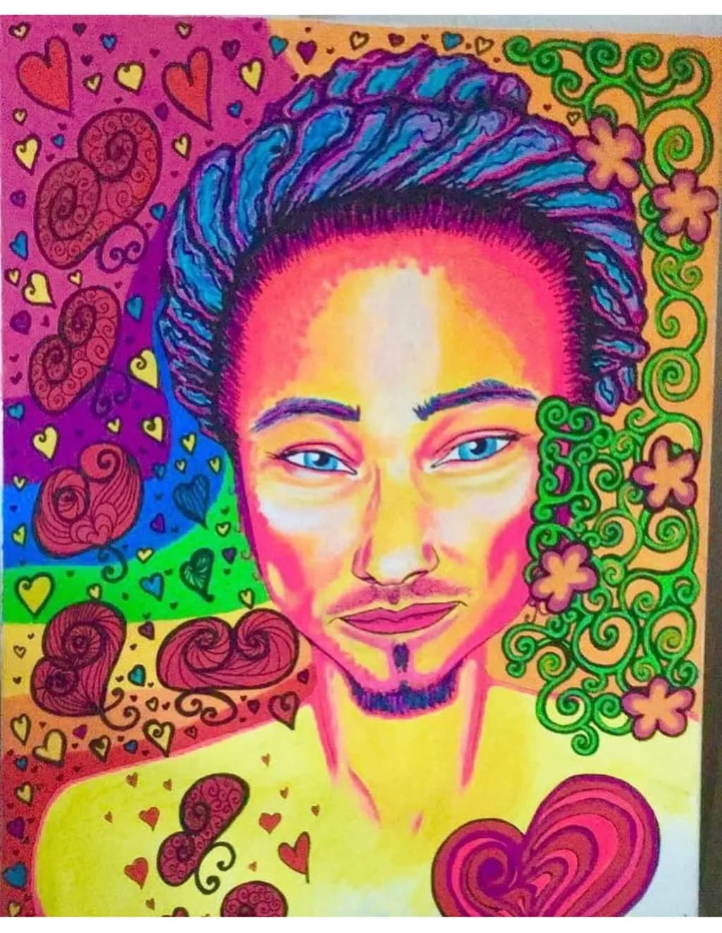 Colorful Portrait with Hearts