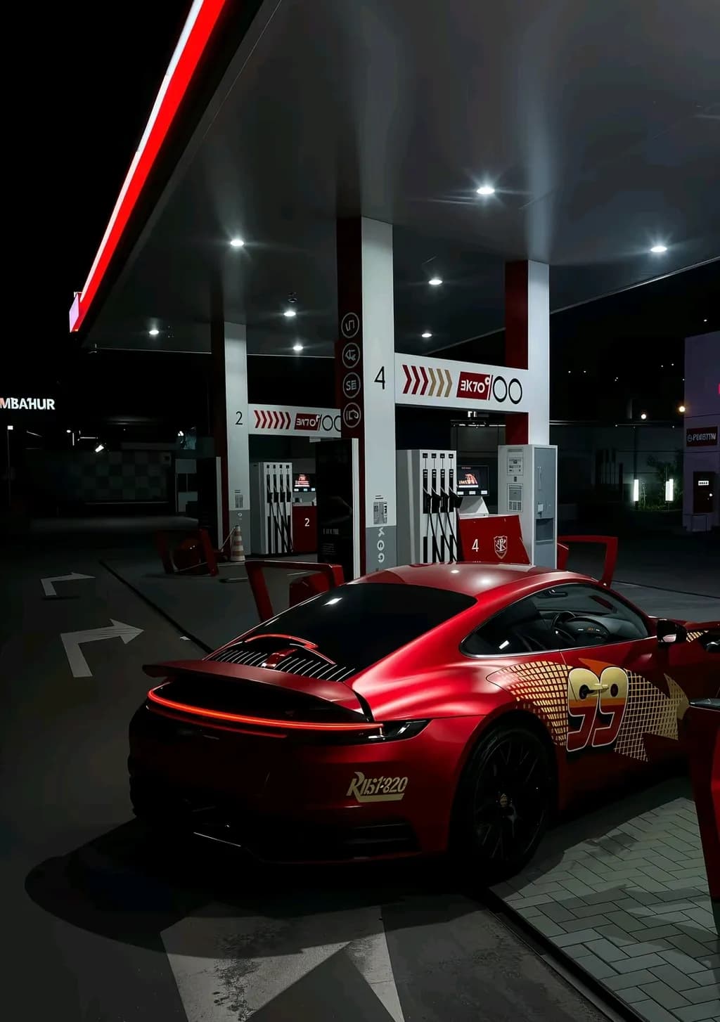 Gas Station Night Scene