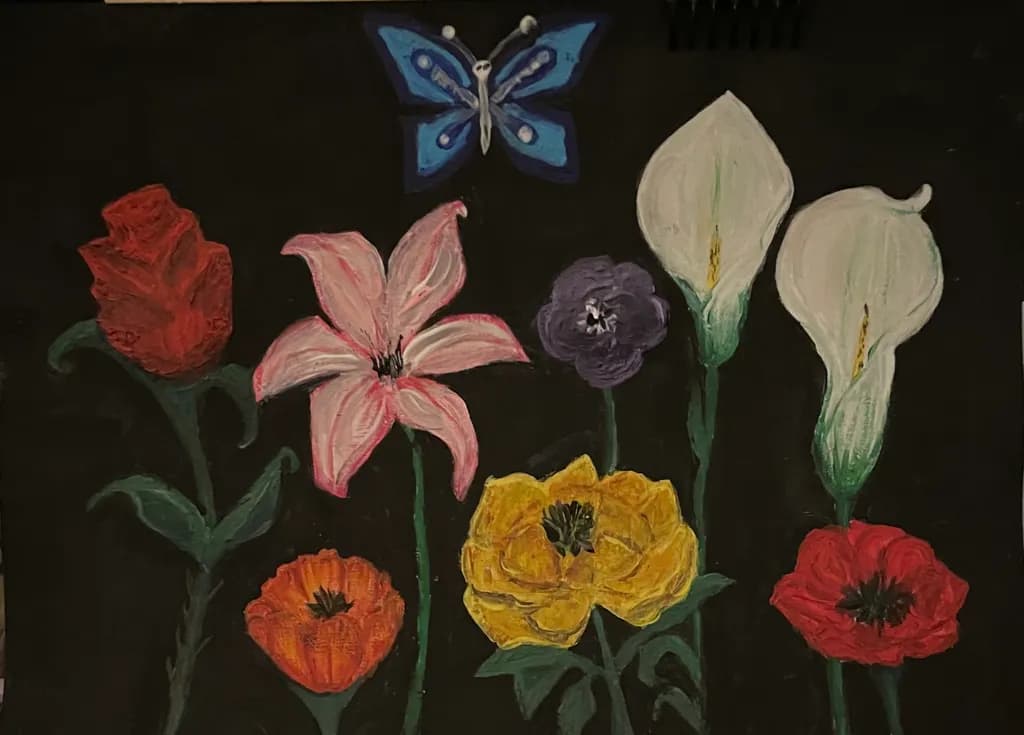 Blooming Flowers and Butterfly
