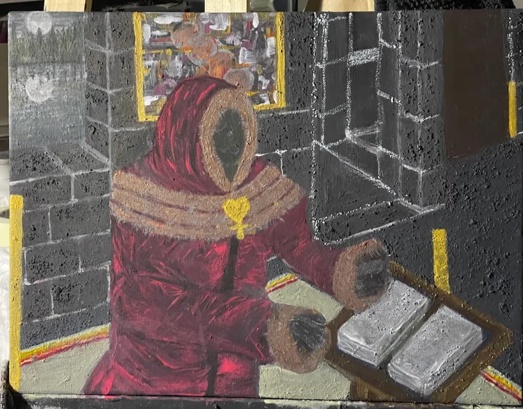 Hooded Figure at the Piano