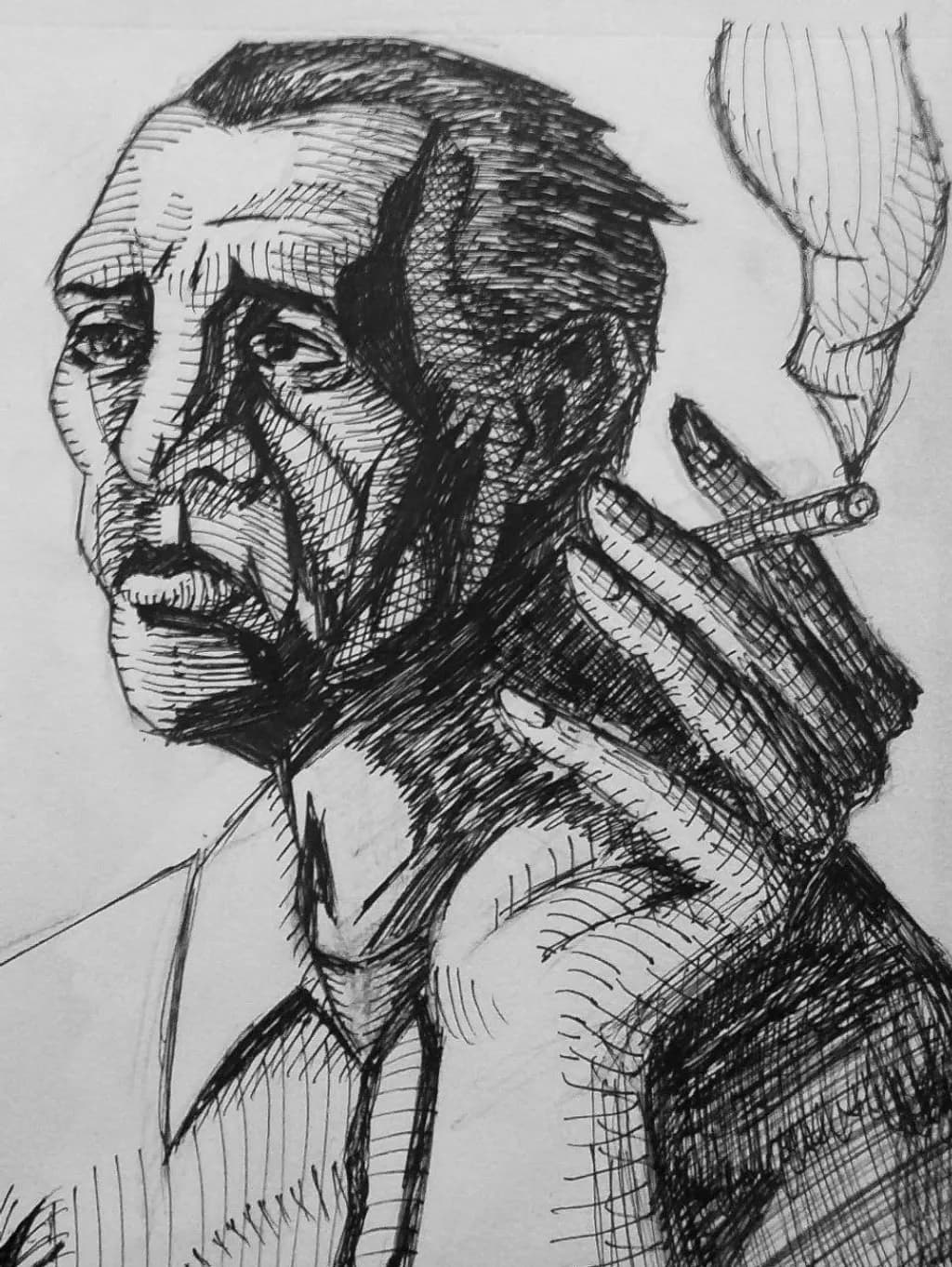 Smoking Man Portrait