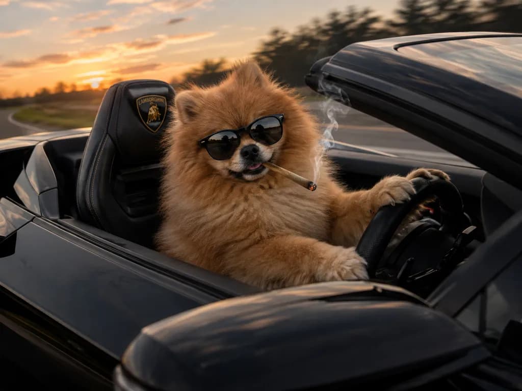 Driving Dog Sunset