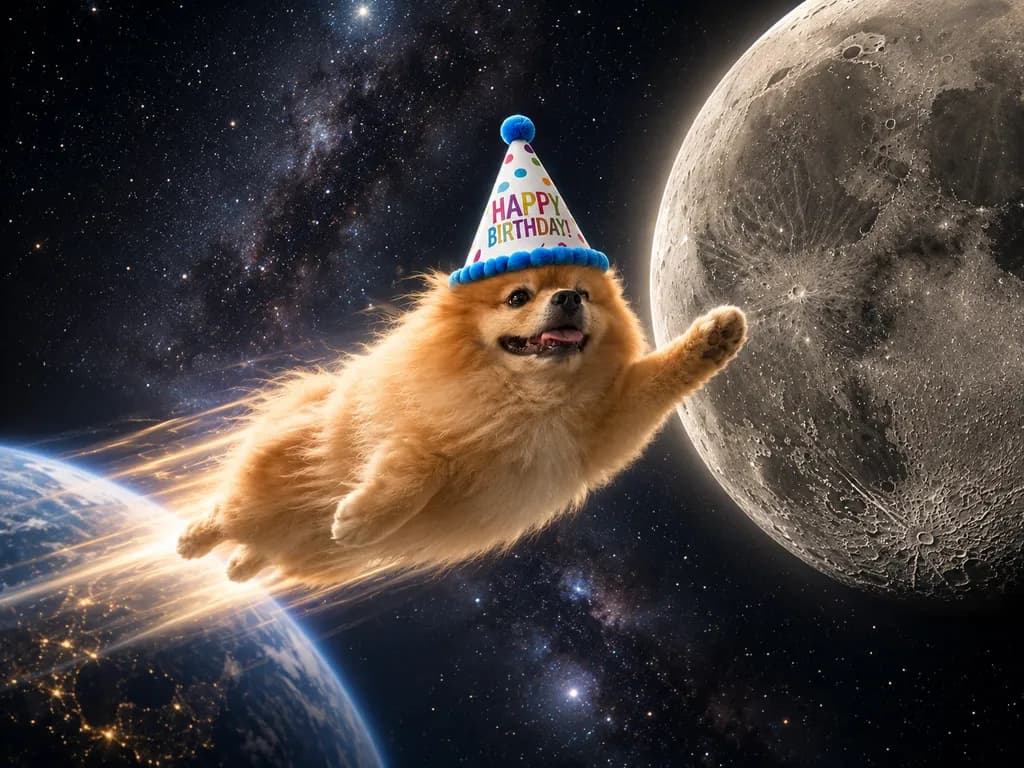 Birthday Dog Mission to Moon