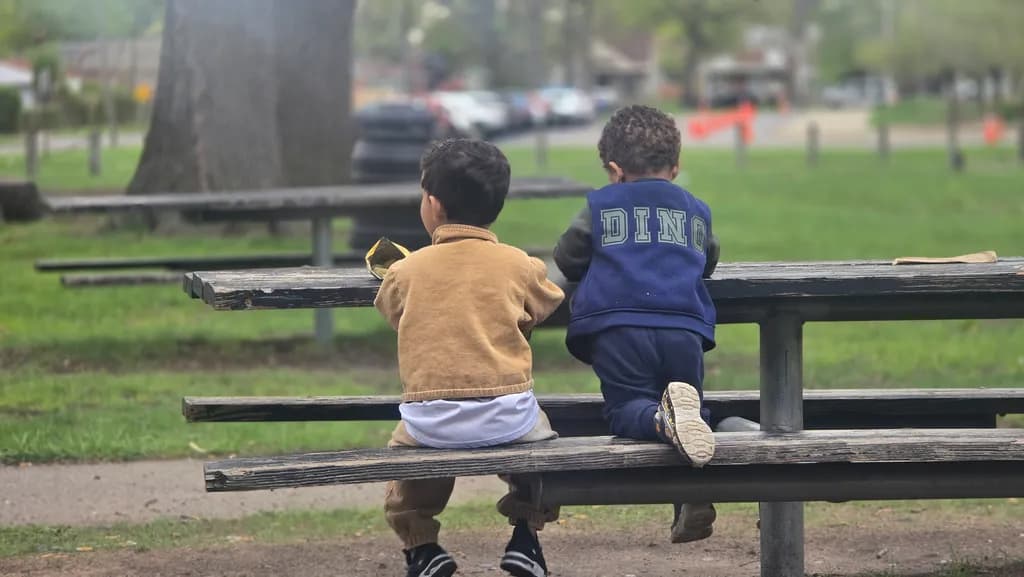 Children on Park Bench
