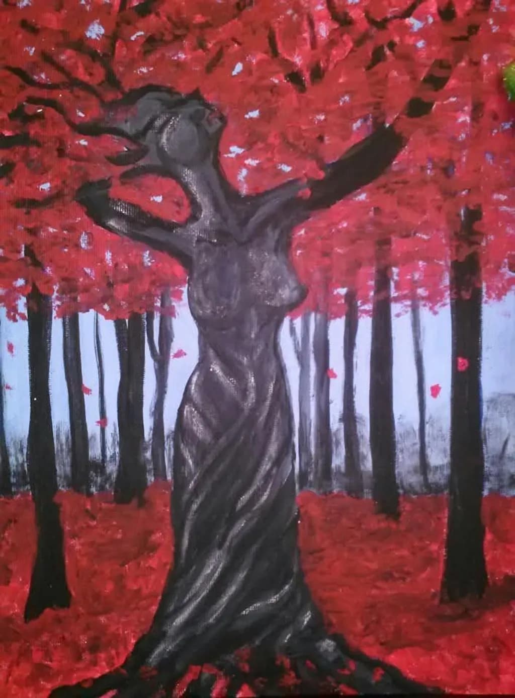 Tree Woman in Red Forest