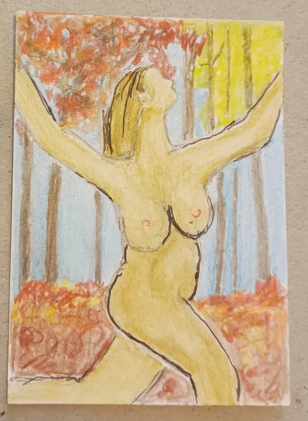 Nude Figure in Autumn Forest