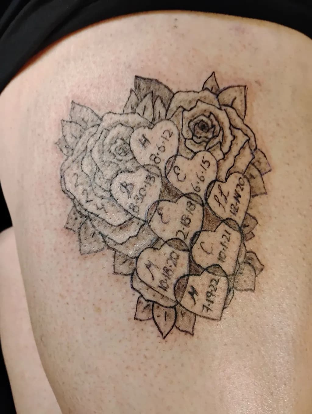 Heart Rose Cluster Tattoo