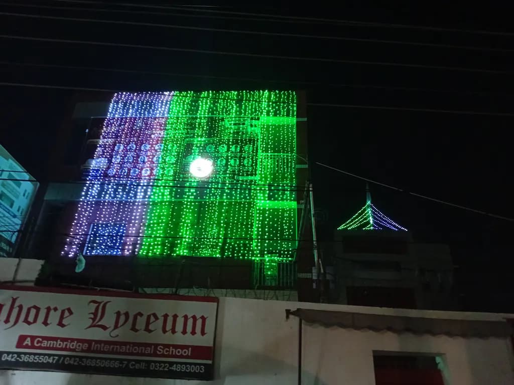 Illuminated School Facade