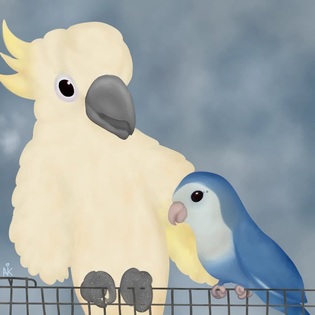 Cockatoo and Lovebird