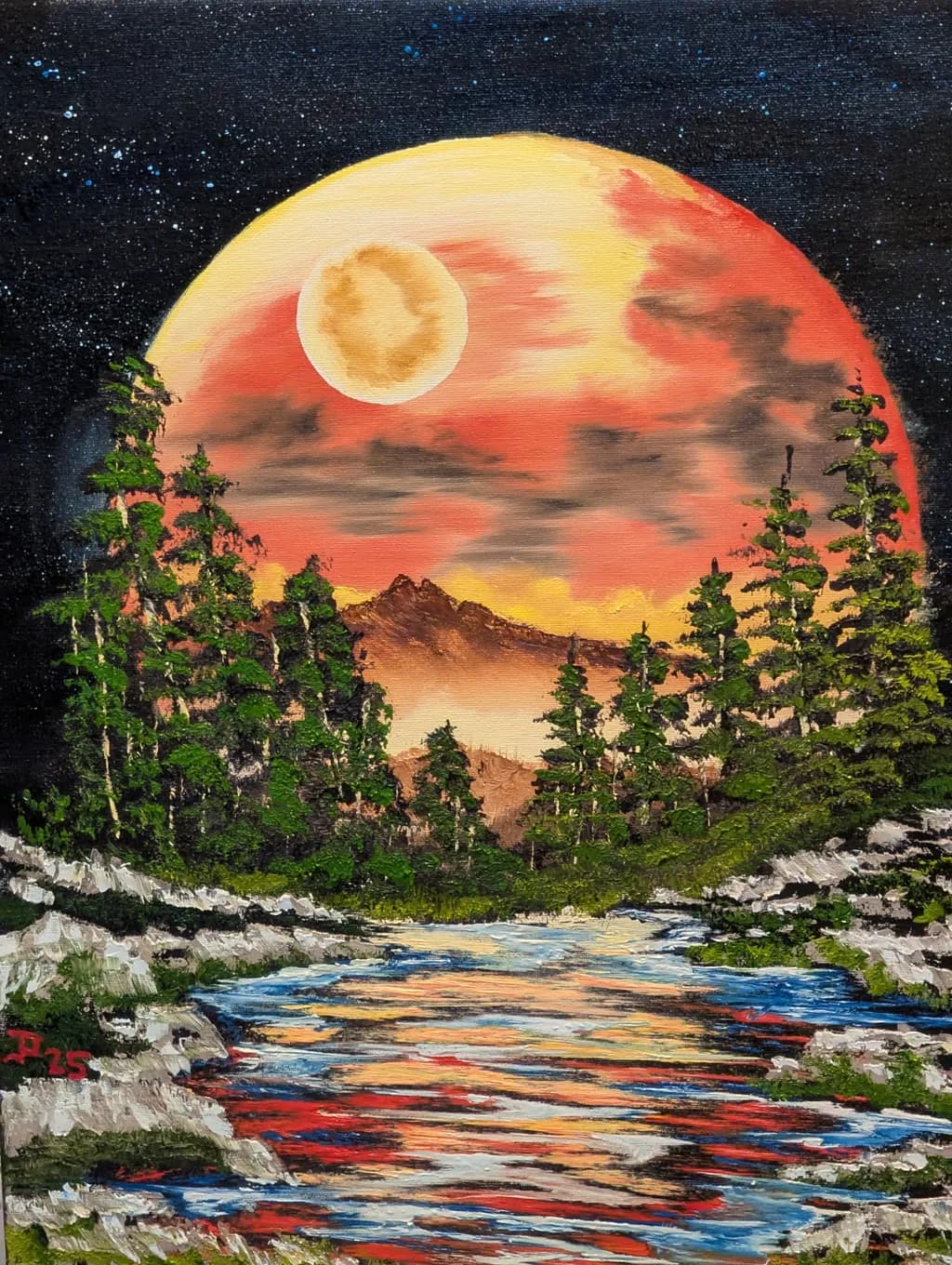 Moonlit Mountain River