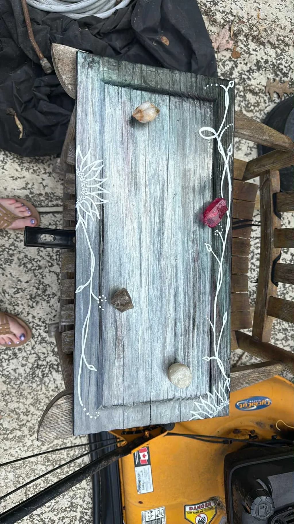 Wooden Tray with Stones