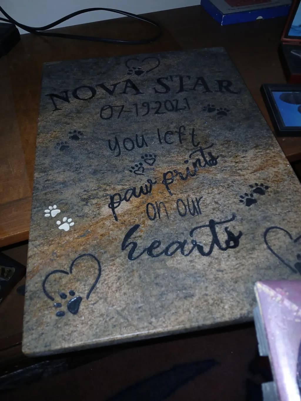 Paw Prints Memorial Stone