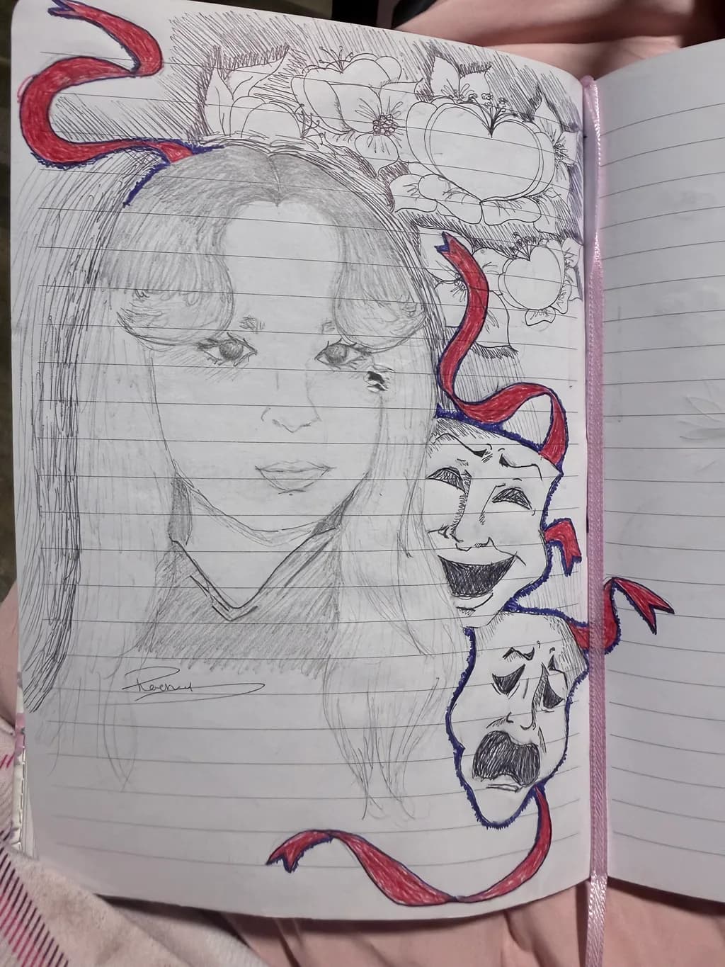 Portrait with Comedy and Tragedy Masks