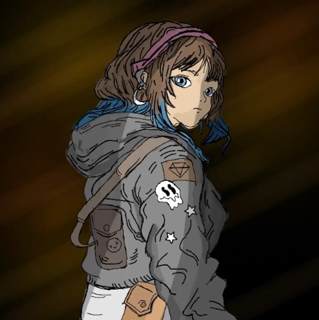 Girl with Blue Streaks