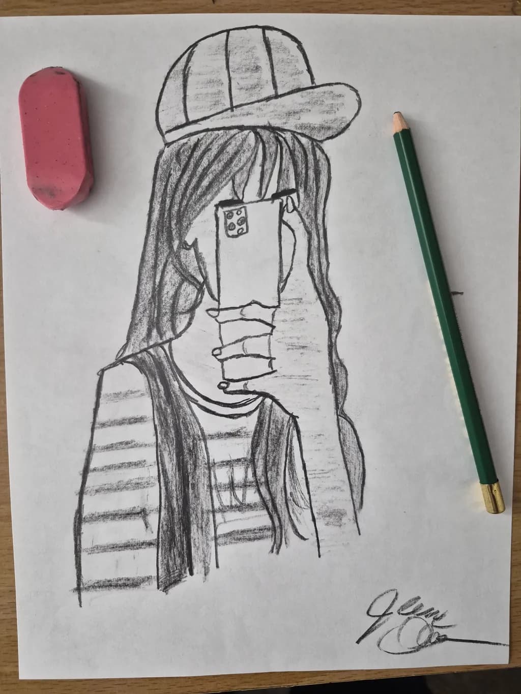 Girl with Phone Sketch