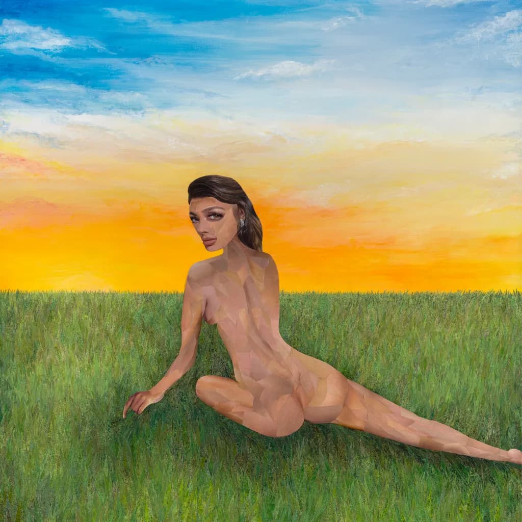 Sunset Grass Field Nude