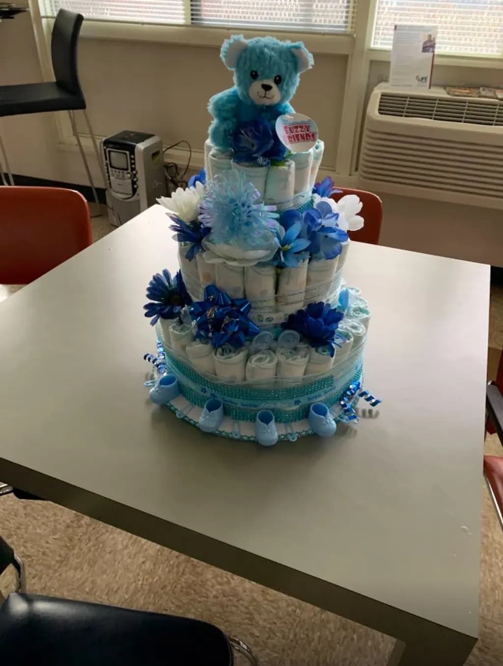 Blue Teddy Diaper Cake