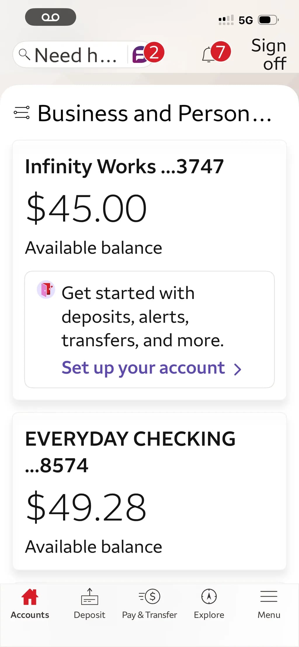 Bank Account Summary