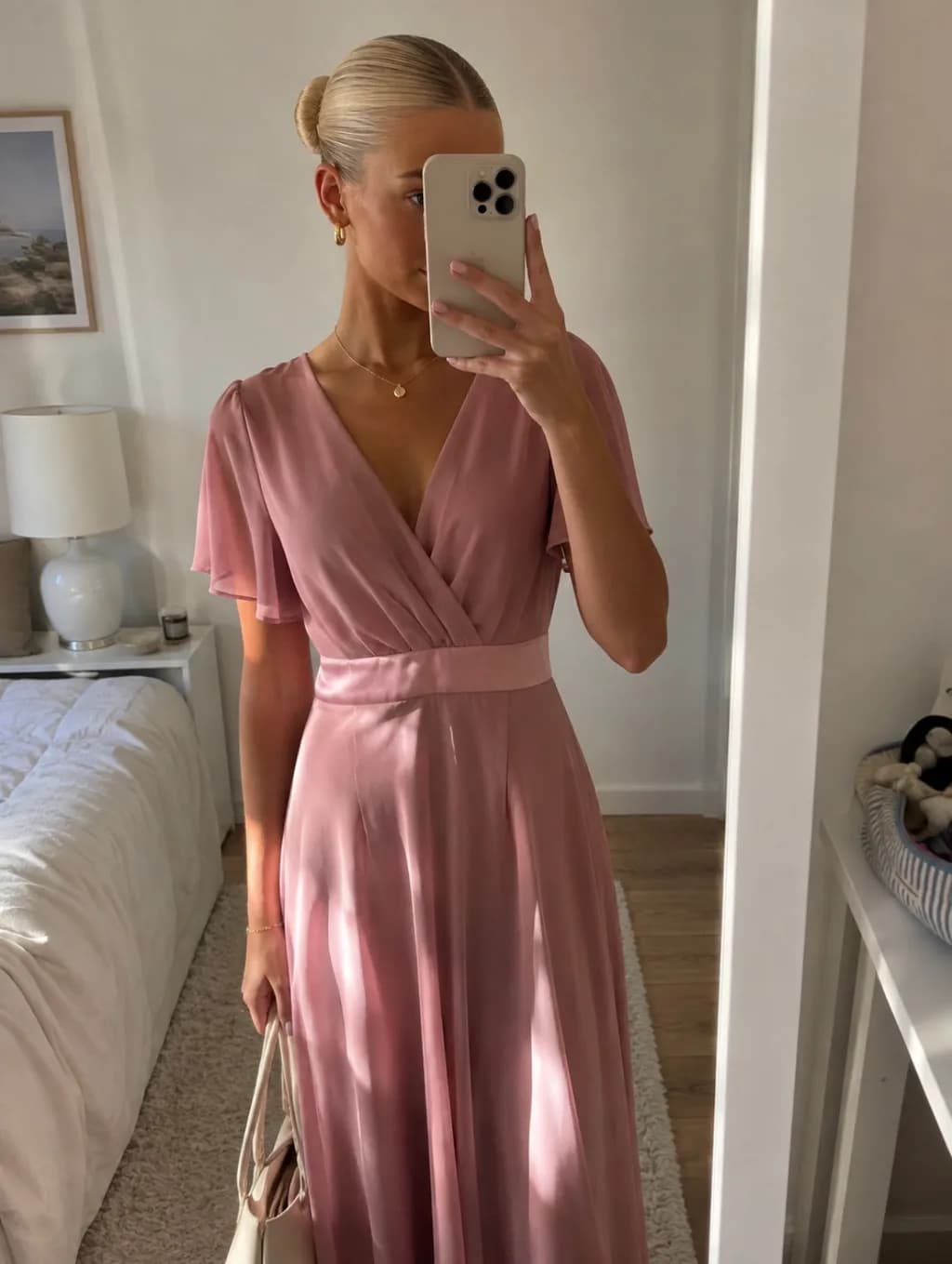 Blush Satin Dress