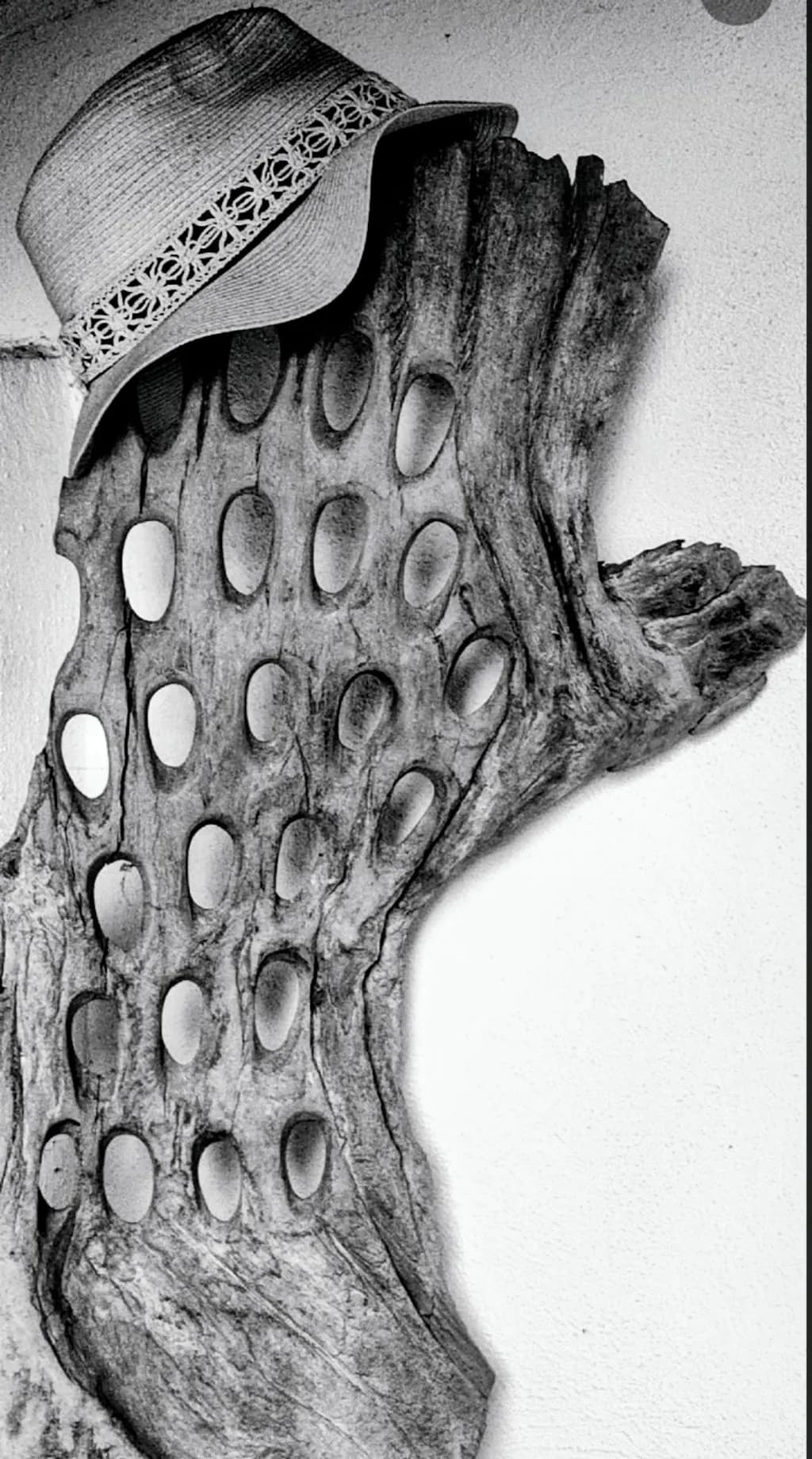 Wood Sculpture with Hat