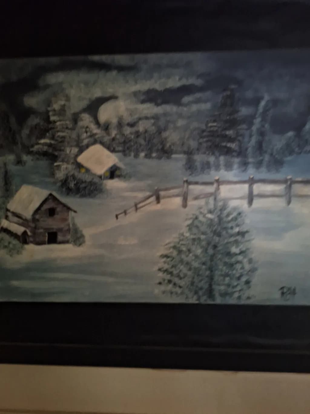 Snowy Cabin Landscape
