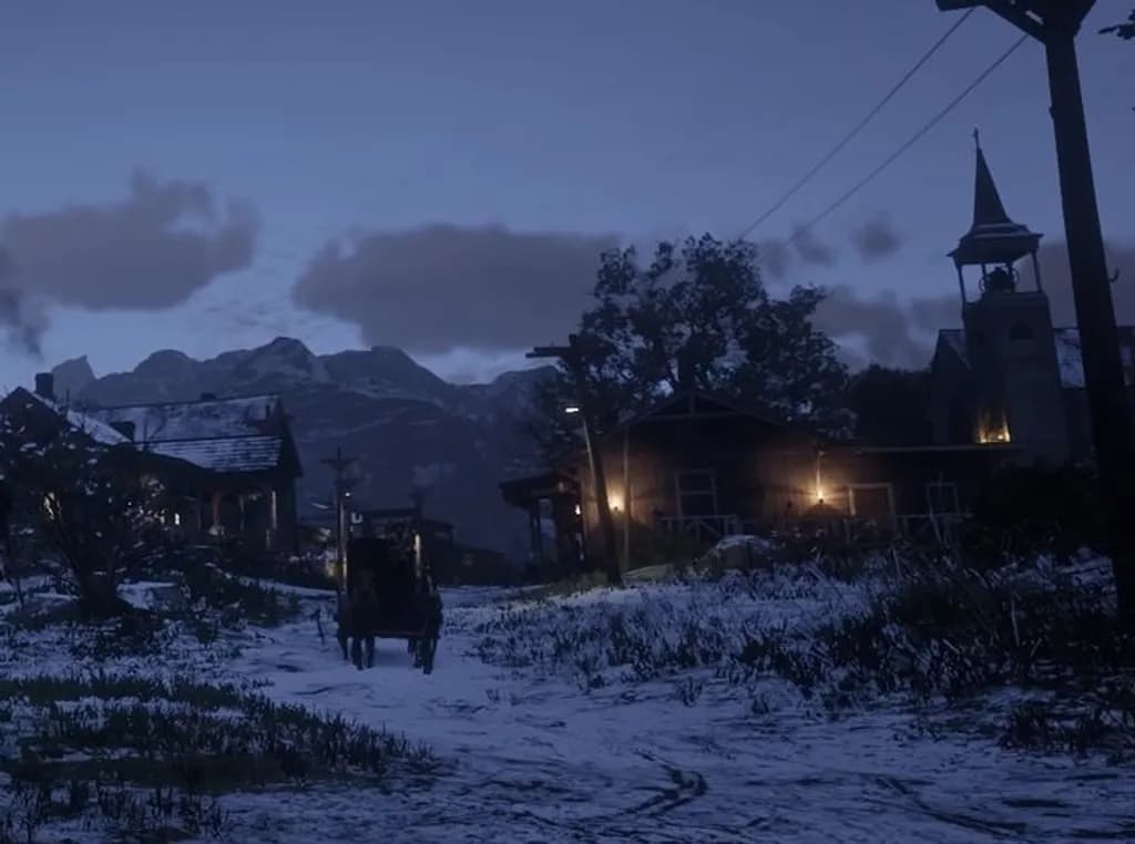 Snowy Village Twilight