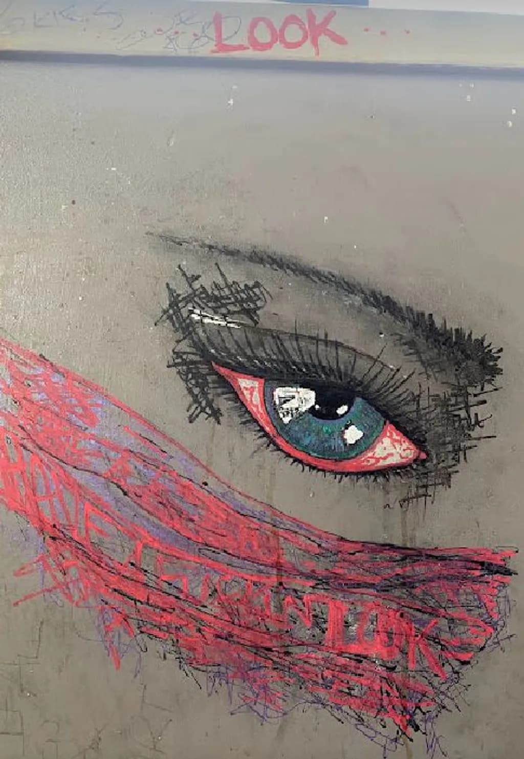 Eye with Red Mask
