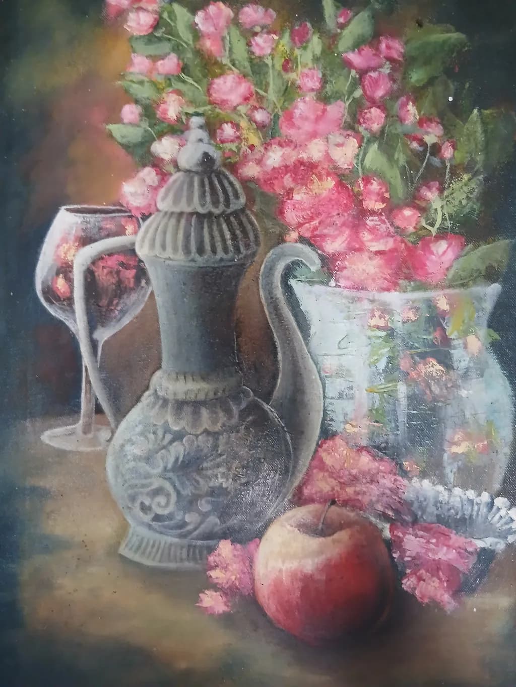 Floral Still Life with Apple
