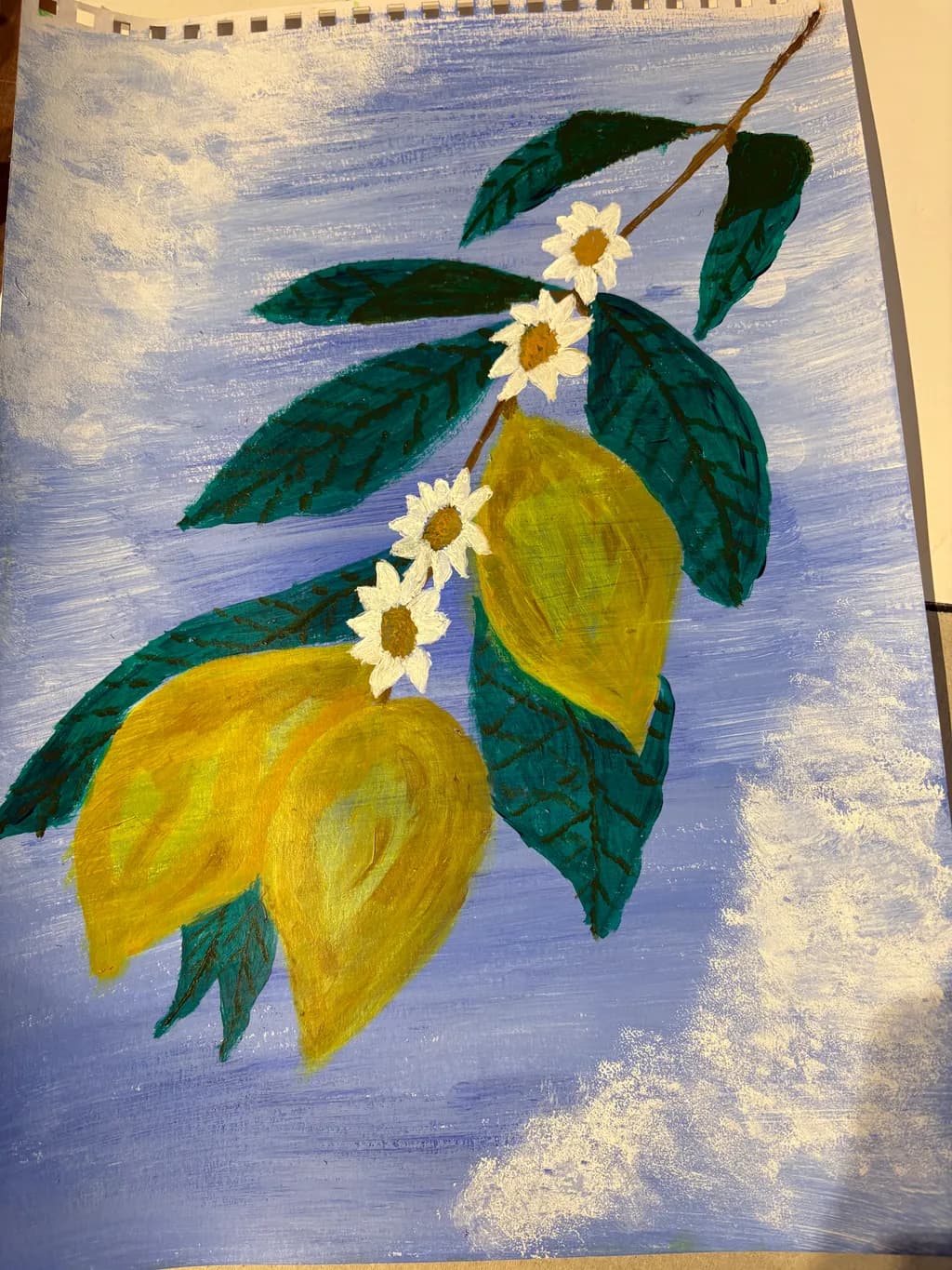 Lemon Branch with Flowers