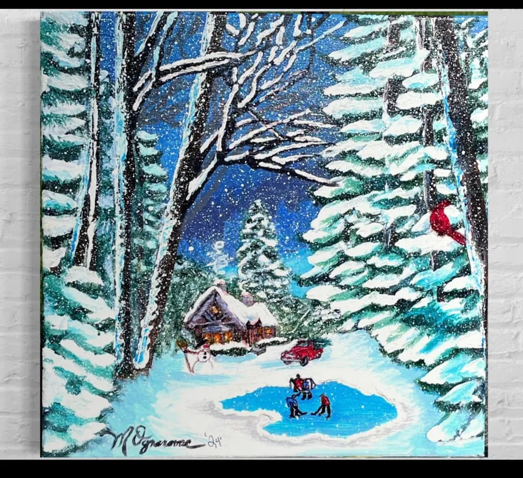 Snowy Forest Pond