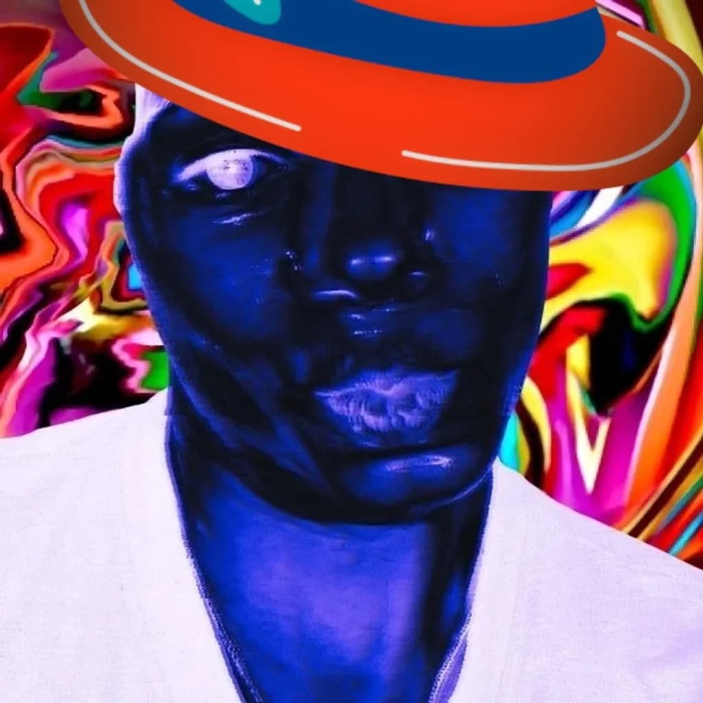 Blue Portrait with Hat