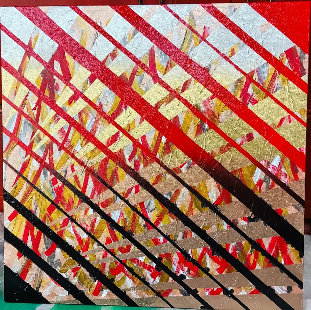 Crimson Grid Canvas