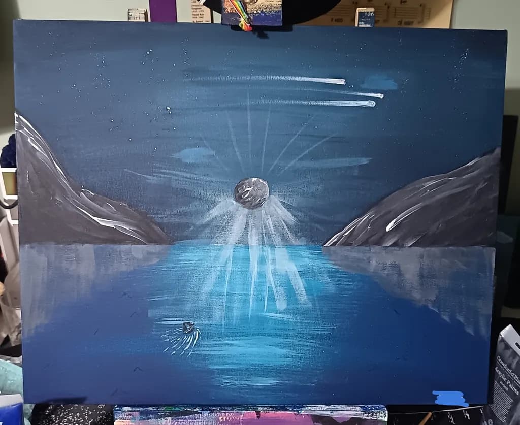 Moonlight on Lake Mountains